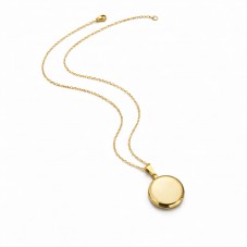 Collier Pendentif Médaillon en Acier Inoxydable Doré Chaîne 2mm - 45cm Long