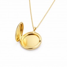 Collier Pendentif Médaillon en Acier Inoxydable Doré Chaîne 2mm - 45cm Long
