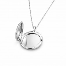 Collier Pendentif Médaillon en Acier Inoxydable Argenté Chaîne 2mm - 45cm Long