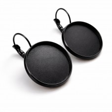 1 Paire de Support Boucle d'Oreille Noire pour Cabochon 20mm  pour la Création de Bijoux Fantaisie - DIY