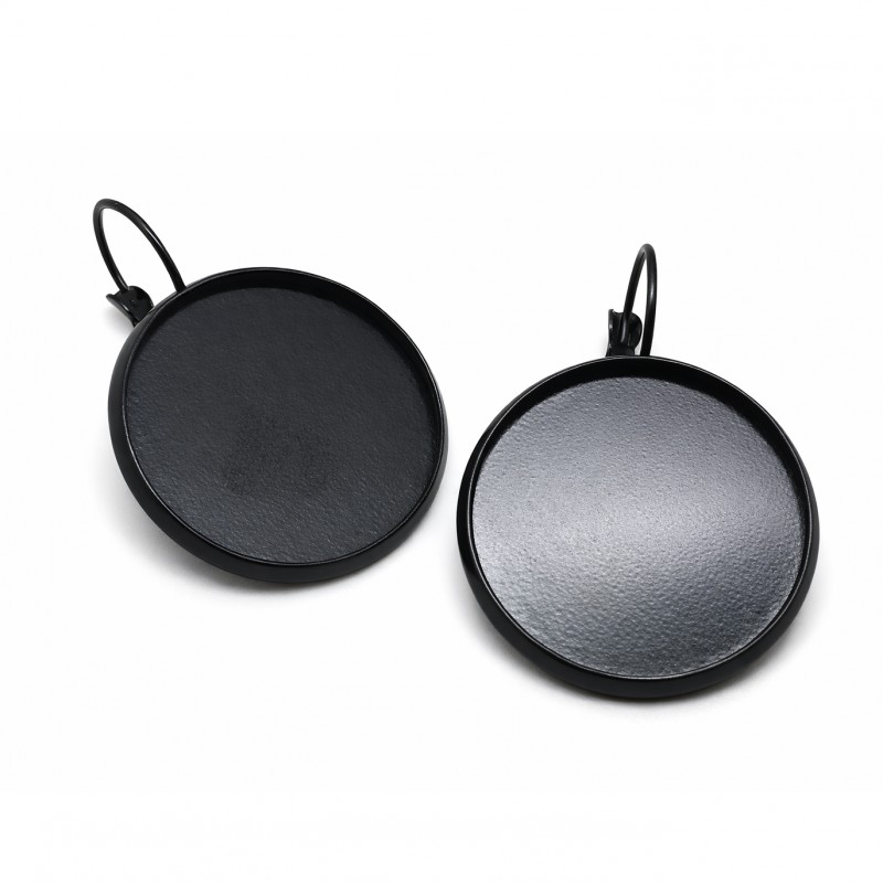 1 Paire de Supports Boucles d’Oreilles Dormeuses Noirs pour Cabochon 25mm