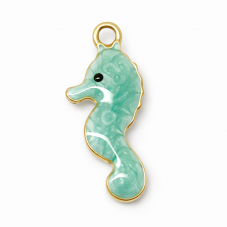 2 Breloques Hippocampe 3D en Émail Acier Inoxydable Doré 13x6mm pour la Création de Bijoux Fantaisie - DIY