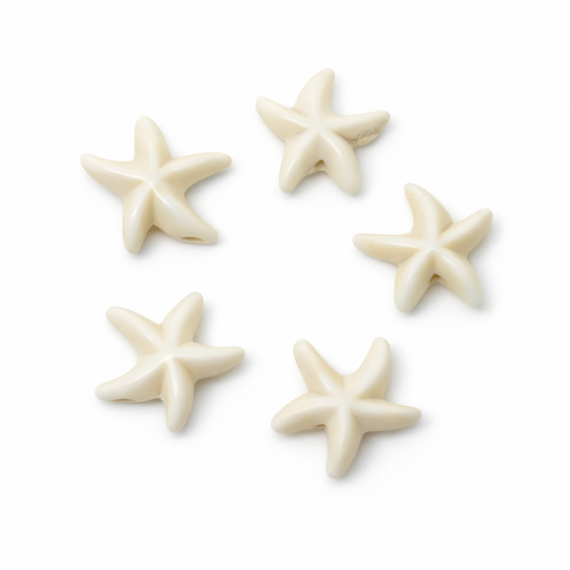 5 Perles en Pierre Synthétique Étoile de Mer 14mm