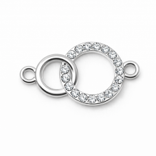 Connecteur Ronds Stylisés avec Strass en Métal Argenté 24x13mm pour la Création de Bijoux Fantaisie - DIY