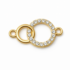 Connecteur Ronds Stylisés avec Strass en Métal Doré 24x13mm pour la Création de Bijoux Fantaisie - DIY