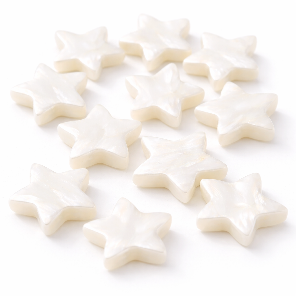 55 Perles Étoile en Nacre Pierre Naturelle Blanc 8mm