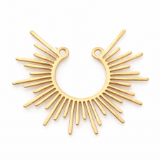 Connecteur Soleil Stylisé en Acier Inoxydable Doré 40x32mm pour la Création de Bijoux Fantaisie - DIY