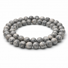 5 Perles Pierre Naturelle Jaspe Gris 8mm pour la Création de Bijoux Fantaisie - DIY