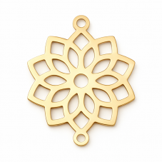 Connecteur Mandala Floral en Acier Inoxydable Doré 22x17mm pour la Création de Bijoux Fantaisie - DIY