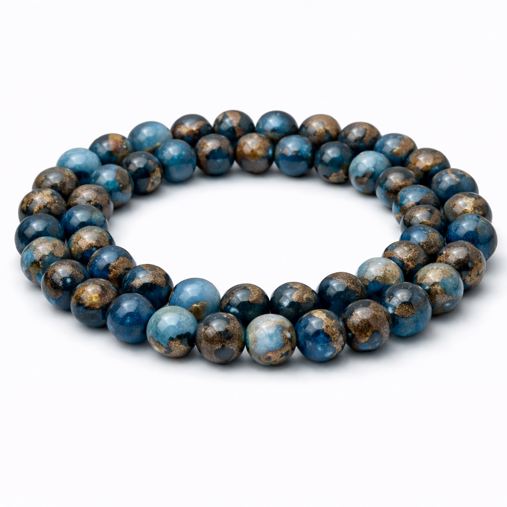 10 Perles Pierre Naturelle Apatite Bleue avec Matrice 6mm