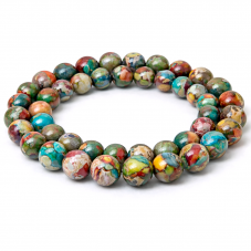 5 Perles Pierre Naturelle Jaspe Sea Sediment 8mm pour la Création de Bijoux Fantaisie - DIY