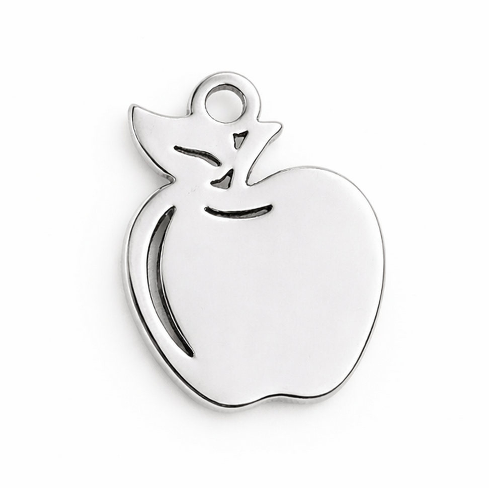 Breloque Pomme en Acier Inoxydable Argenté 12x9mm