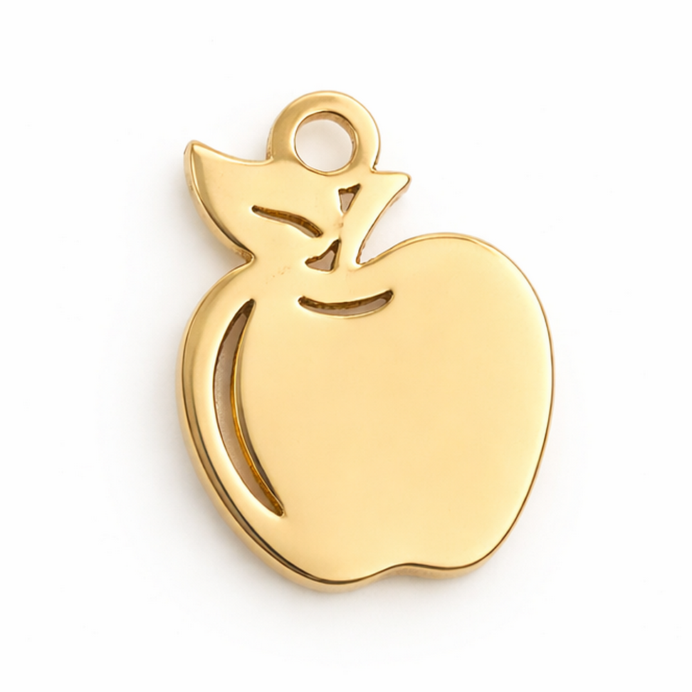 Breloque Pomme en Acier Inoxydable Doré 12x9mm