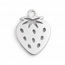 Breloque Fraise en Acier Inoxydable Argenté 12x10mm pour la Création de Bijoux Fantaisie - DIY