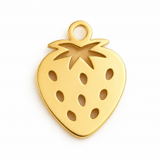 Breloque Fraise en Acier Inoxydable Doré 12x10mm pour la Création de Bijoux Fantaisie - DIY