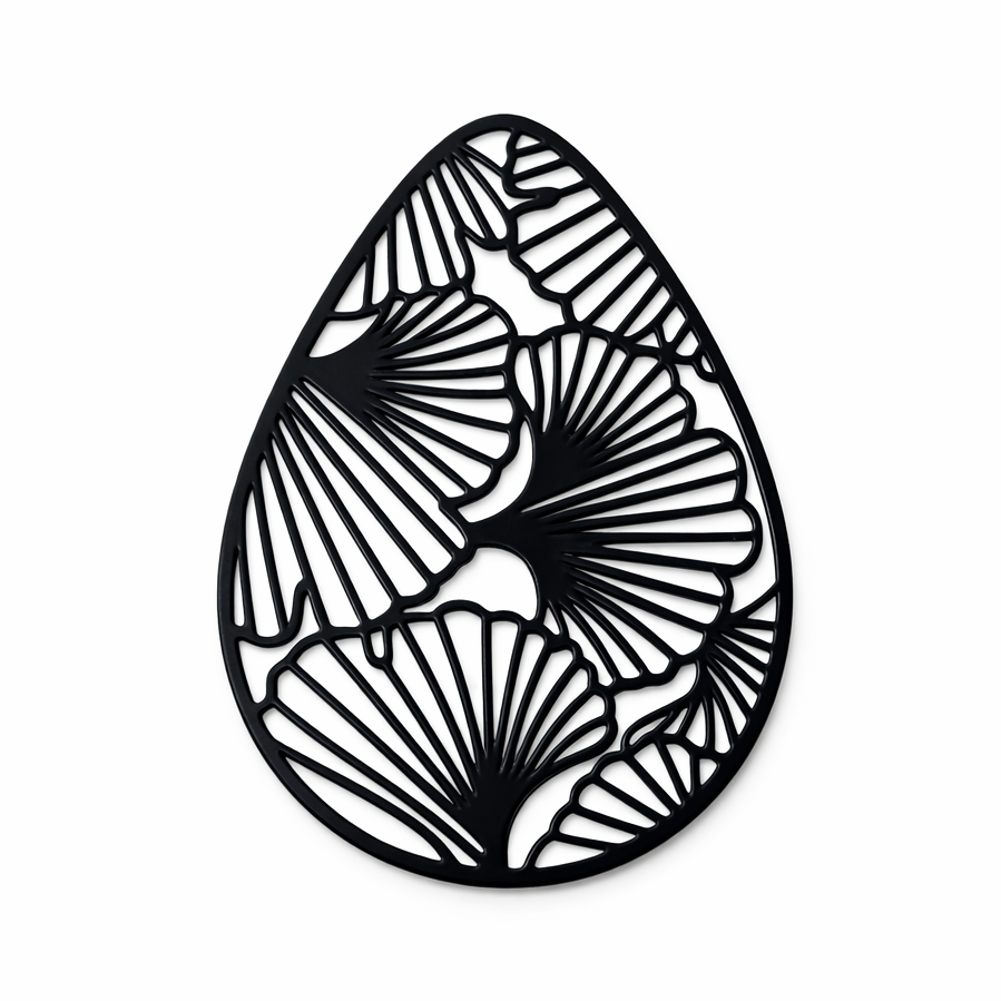 2 Breloques Pendentif Feuilles de Ginkgo Estampe Filigrane Ajouré Noir 40x27mm