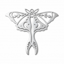 Breloque Papillon Lunaire en Acier Inoxydable Argenté 39x35mm pour la Création de Bijoux Fantaisie - DIY