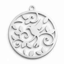 Breloque Colibri en Acier Inoxydable Argenté 29x26mm pour la Création de Bijoux Fantaisie - DIY