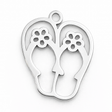 Breloque Tongs Claquettes en Acier Inoxydable Argenté 16x12mm pour la Création de Bijoux Fantaisie - DIY