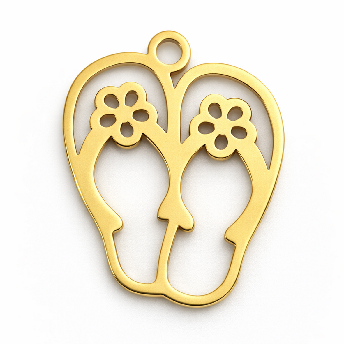 Breloque Tongs Claquettes en Acier Inoxydable Doré 16x12mm