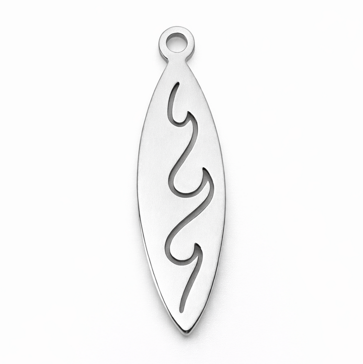 Breloque Planche de Surf en Acier Inoxydable Argenté 19x6mm