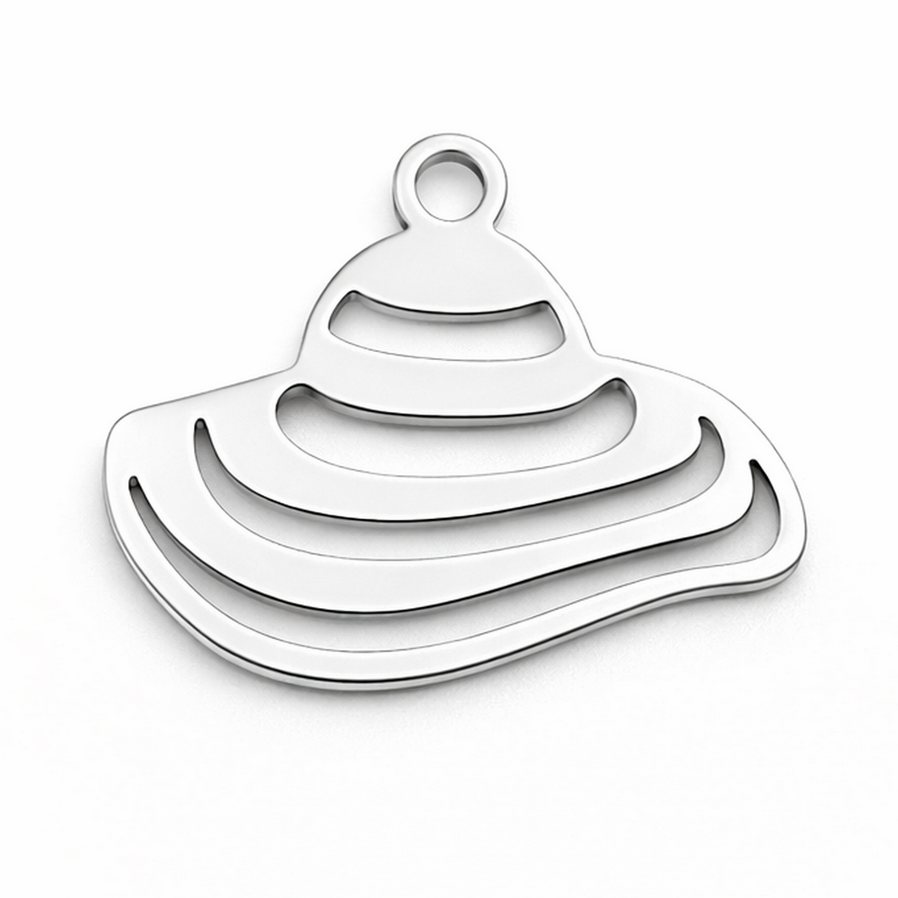Breloque Chapeau d’Été en Acier Inoxydable Argenté 15x12mm