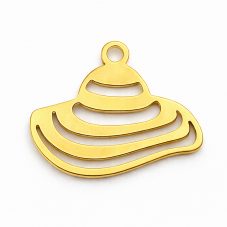 Breloque Chapeau d’Été en Acier Inoxydable Doré 15x12mm pour la Création de Bijoux Fantaisie - DIY
