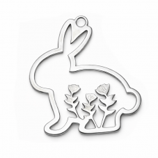Breloque Lapin Pâques en Acier Inoxydable Argenté 17x16mm pour la Création de Bijoux Fantaisie - DIY