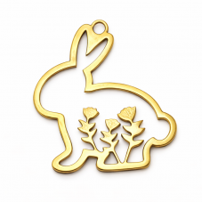 Breloque Lapin Pâques en Acier Inoxydable Doré 17x16mm pour la Création de Bijoux Fantaisie - DIY