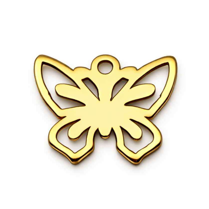 Breloque Papillon en Acier Inoxydable Doré 12x10mm