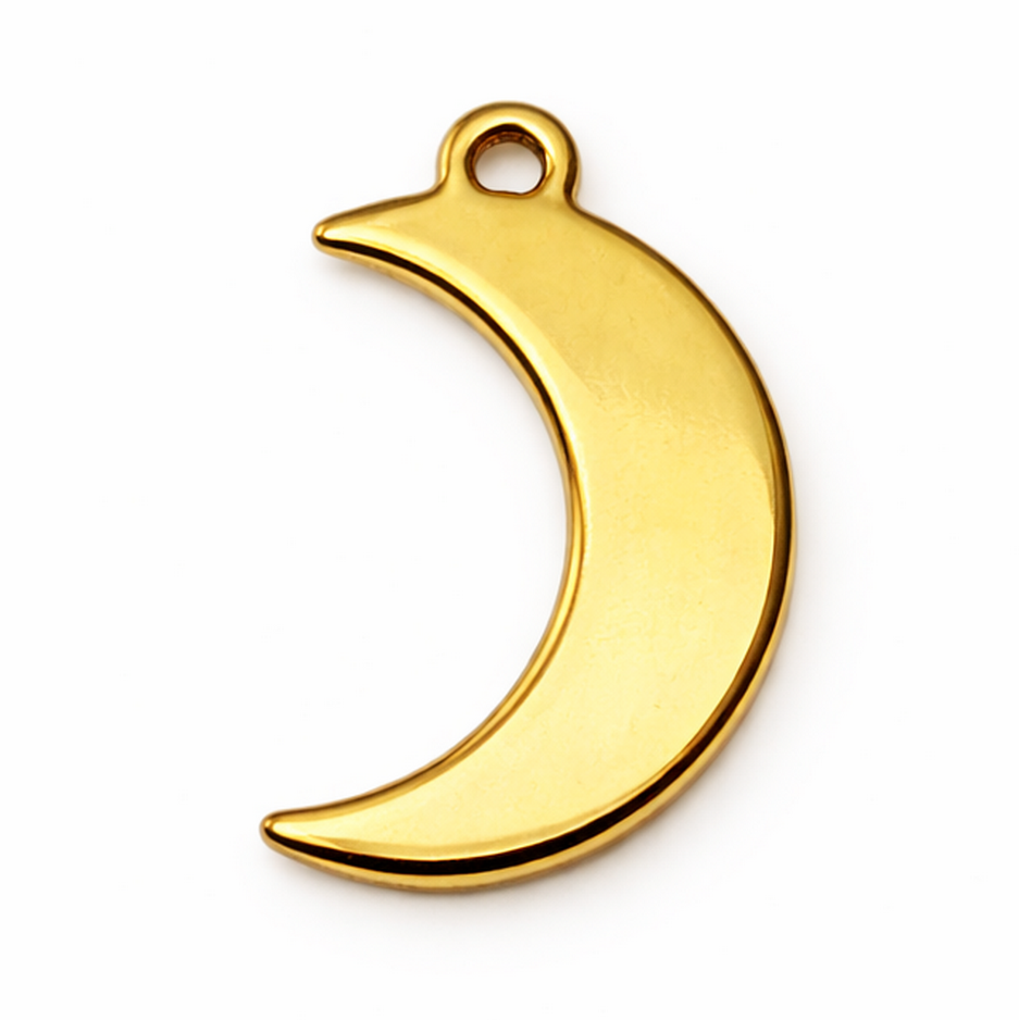 Breloque Lune en Acier Inoxydable Doré 12x9mm