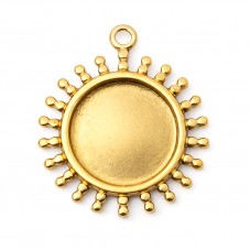 Support Pendentif Soleil Doré en Acier Inoxydable pour Cabochon 10mm pour la Création de Bijoux Fantaisie - DIY