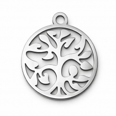 Breloque Arbre en Acier Inoxydable Argenté 16x14mm pour la Création de Bijoux Fantaisie - DIY