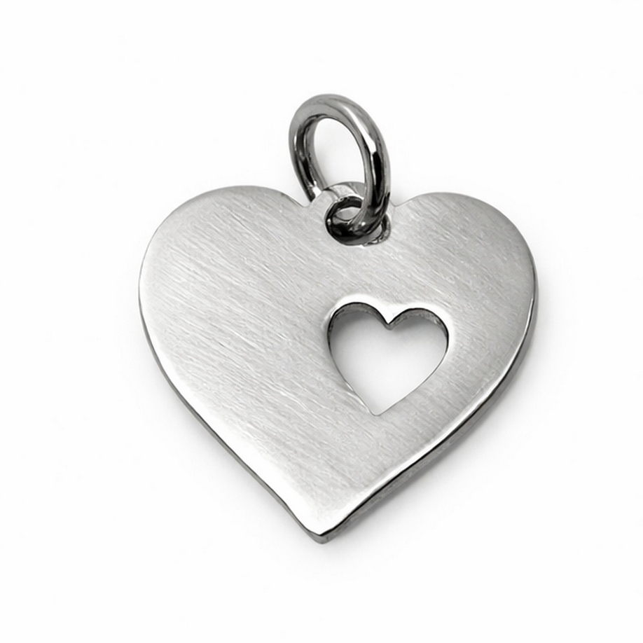 Breloque Coeur en Acier Inoxydable Argenté 12x12mm