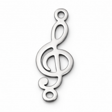 Connecteur Clé de Sol Musique en Acier Inoxydable Argenté 18x7mm pour la Création de Bijoux Fantaisie - DIY