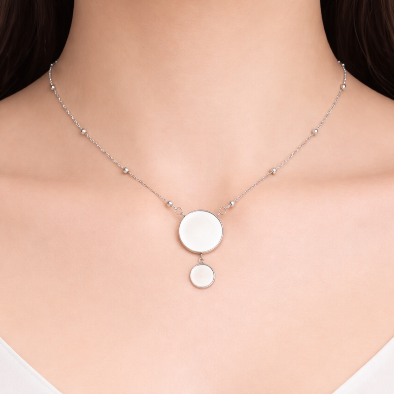 Collier pour Cabochon 20 et 12mm Chaîne 2x1,5mm en Acier Inoxydable - 51cm Long