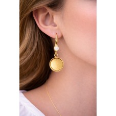 1 Paire de Support Boucle d'Oreille en Acier Inoxydable Doré pour Cabochon 12mm