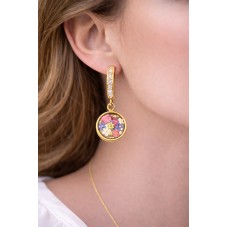 1 Paire de Support Boucle d'Oreille en Acier Inoxydable Doré Zircon pour Cabochon 12mm