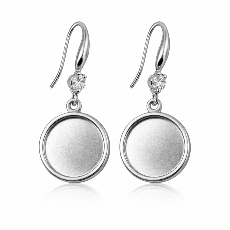 1 Paire de Support Boucle d'Oreille en Acier Inoxydable Argenté pour Cabochon 12mm