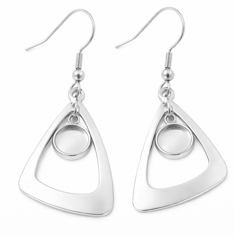 1 Paire de Support Boucle d'Oreille en Acier Inoxydable pour Cabochon 10mm