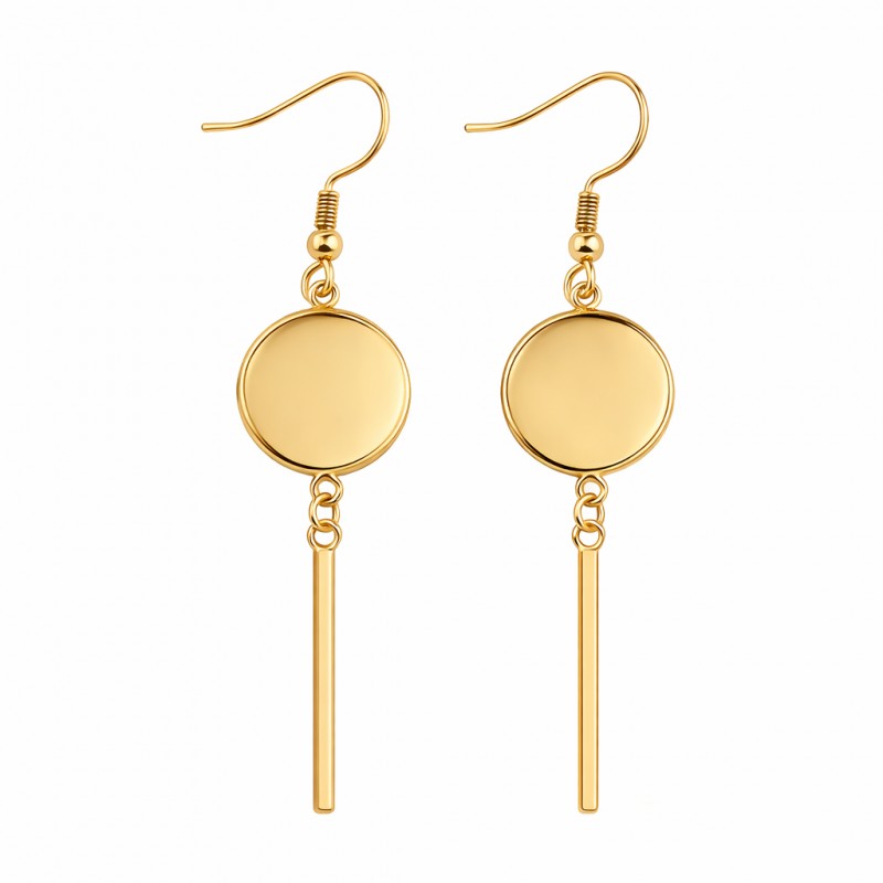 1 Paire de Support Boucle d'Oreille en Acier Inoxydable Doré pour Cabochon 12mm