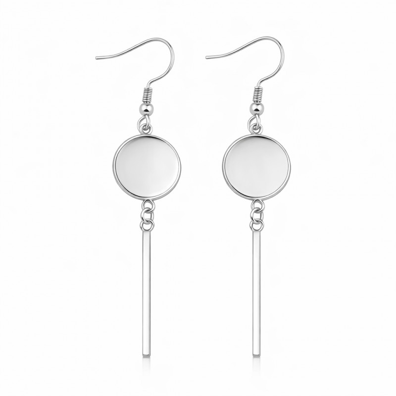 1 Paire de Support Boucle d'Oreille en Acier Inoxydable pour Cabochon 12, 14, 16, 18 ou 20mm