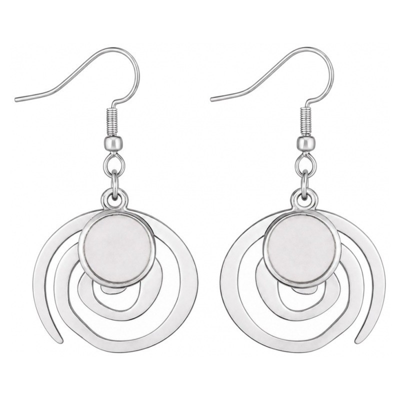1 Paire de Supports Boucles d'Oreilles en Acier Inoxydable Argenté pour Cabochon 10mm