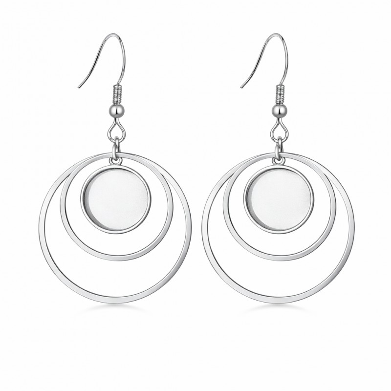 1 Paire de Support Boucle d'Oreille en Acier Inoxydable pour Cabochon 12mm