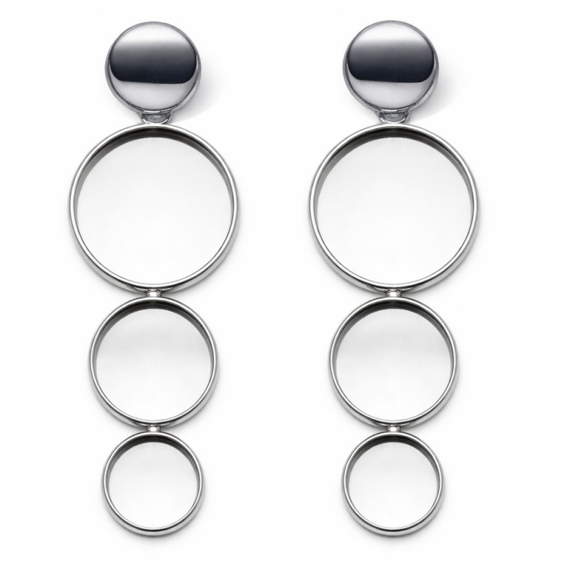 1 Paire de Support Boucle d'Oreille en Acier Inoxydable Argenté pour Cabochon 20, 16 et 12mm