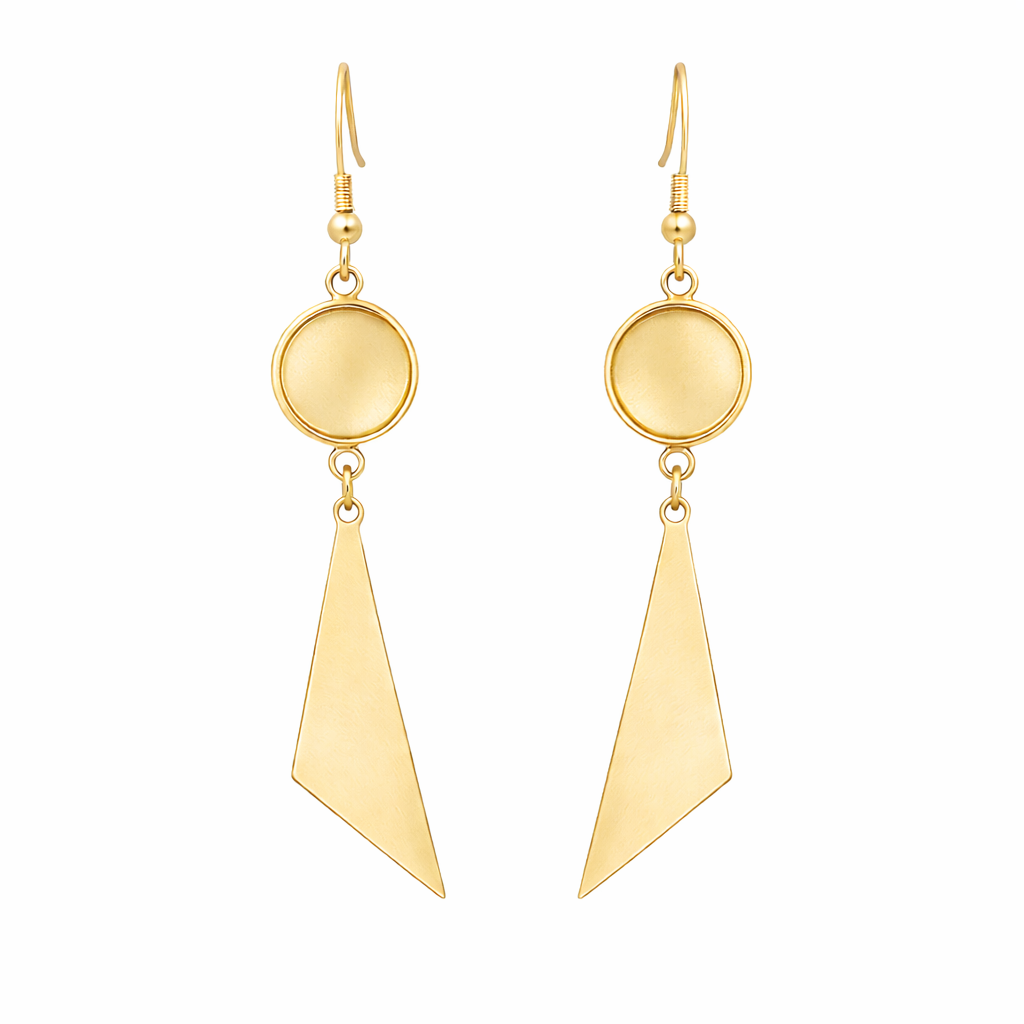 1 Paire de Support Boucle d'Oreille en Acier Inoxydable Doré pour Cabochon 12mm