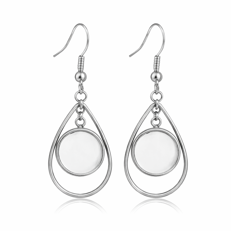 1 Paire de Support Boucle d'Oreille en Acier Inoxydable Argenté pour Cabochon 12mm
