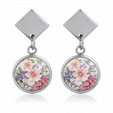 1 Paire de Support Boucle d'Oreille en Acier Inoxydable Argenté pour Cabochon 12mm