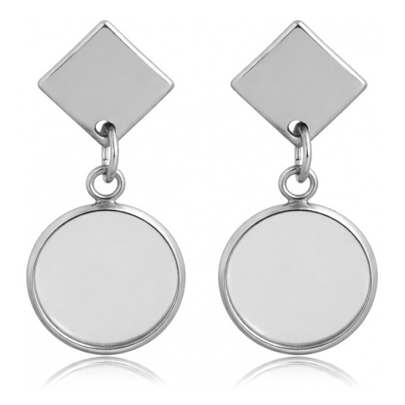 1 Paire de Supports Boucles d'Oreilles en Acier Inoxydable Argenté pour Cabochon 12mm