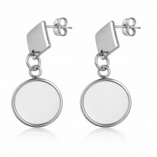 1 Paire de Support Boucle d'Oreille en Acier Inoxydable Argenté pour Cabochon 12mm